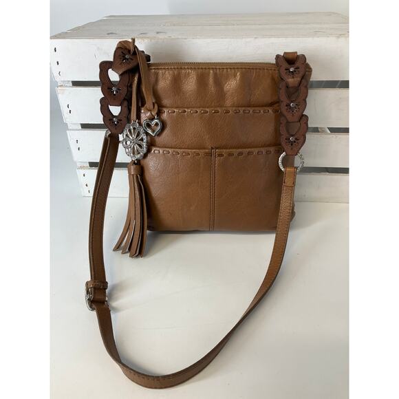 BRIGHTON 197105 SMALL BROWN PEBBLED LEATHER CROSSBODY BAG - Picture 1 of 15